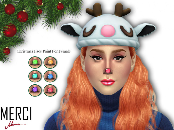 Sims 4 Christmas Face Paint by Merci at TSR