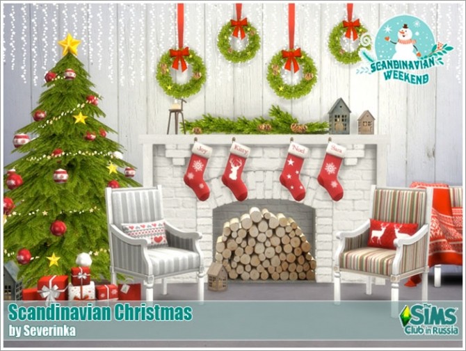 Sims 4 Scandinavian Christmas deco set at Sims by Severinka