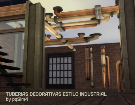 Industrial pipes deco by Mary Jimenez at pqSims4