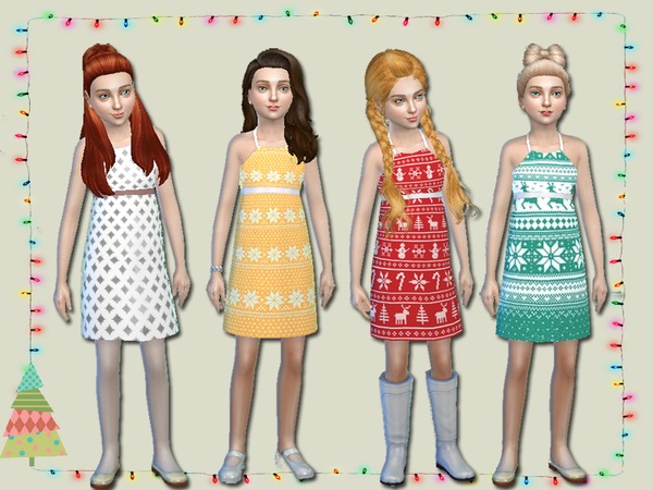 Sims 4 Christmas Dresses for Girls by Simlark at TSR