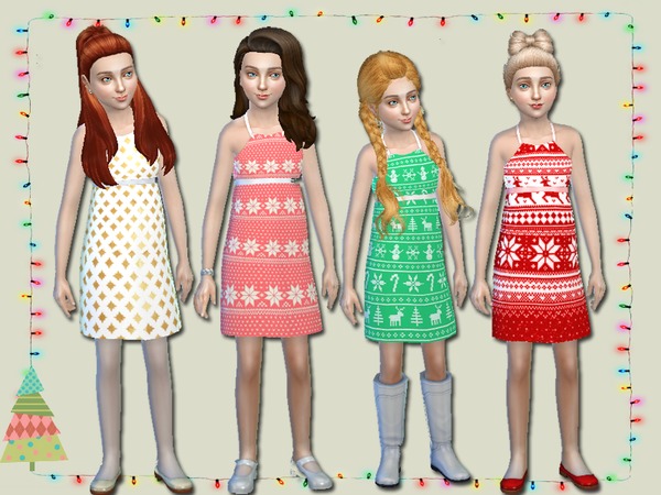 Sims 4 Christmas Dresses for Girls by Simlark at TSR