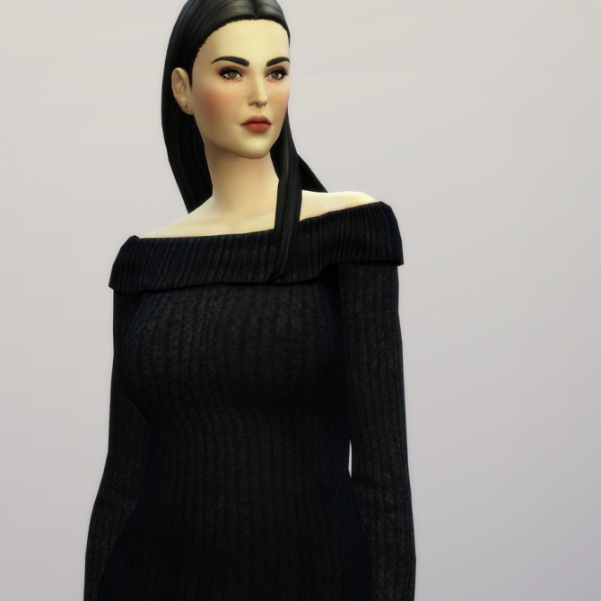 Off-shoulder sweater dress at Rusty Nail » Sims 4 Updates