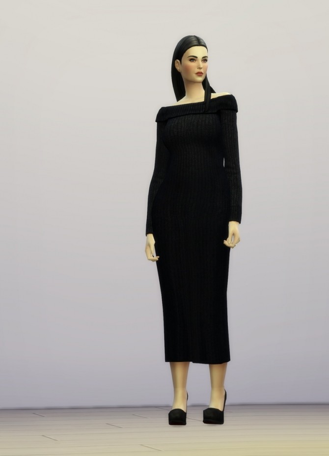 Sims 4 Off shoulder sweater dress at Rusty Nail