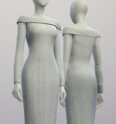 Sims 4 Off shoulder sweater dress at Rusty Nail