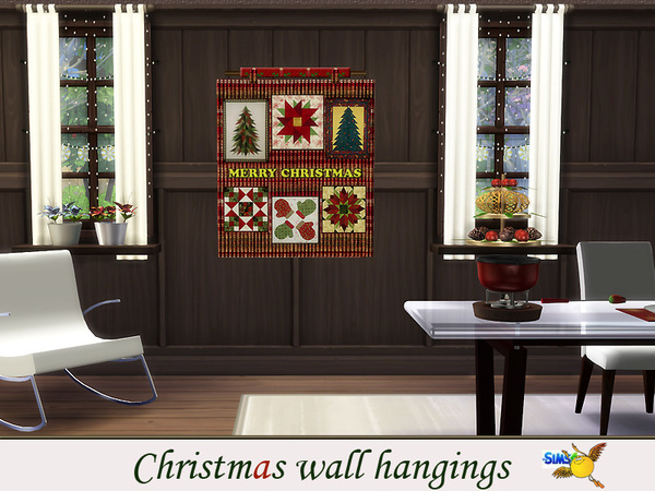 Sims 4 Christmas Wall Hangings by Evi at TSR