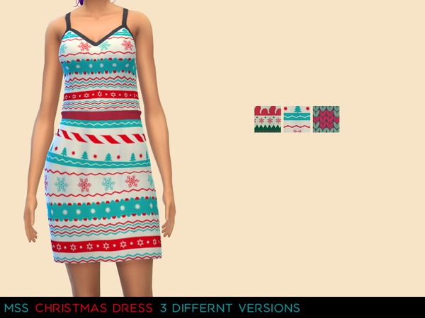 Sims 4 Christmas Dress by midnightskysims at TSR