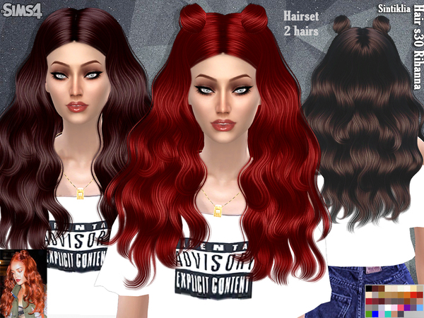 Sims 4 Hairset s30 Rihanna by Sintiklia at TSR