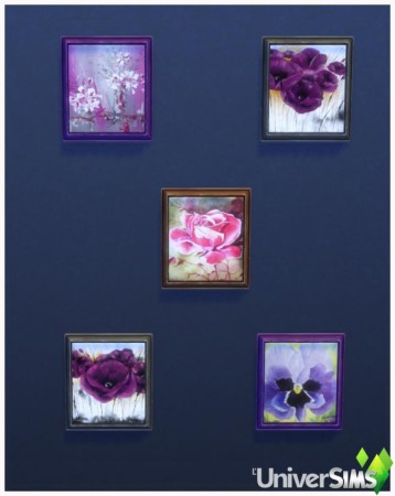 Purple flower paintings by Bouckie at L’UniverSims