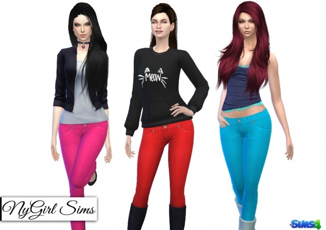 Sims 4 Candy Colored Skinny Jeans at NyGirl Sims