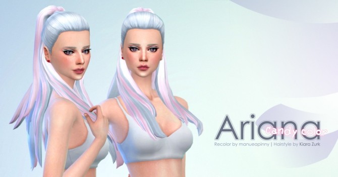 Sims 4 Ariana Hair in Candy colors at manuea Pinny