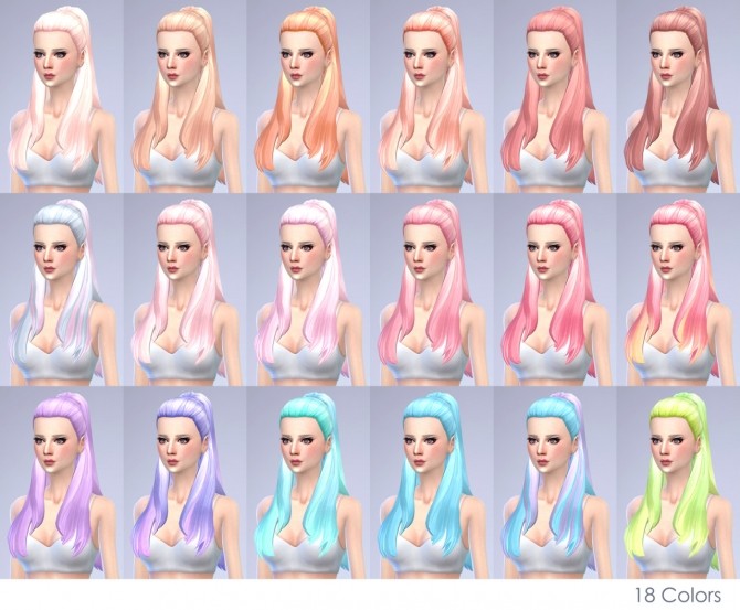 Sims 4 Ariana Hair in Candy colors at manuea Pinny
