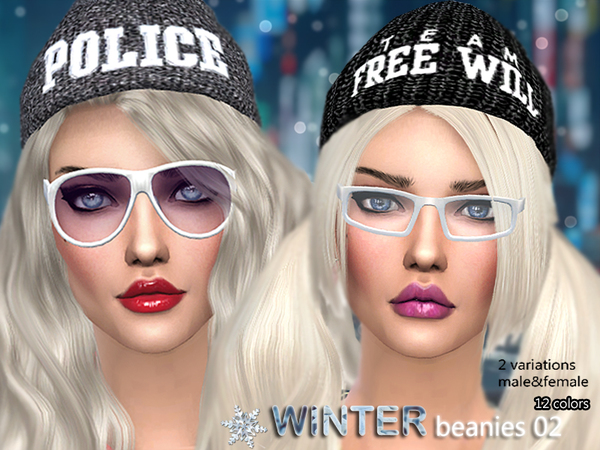 Sims 4 Winter beanies 02 by Pinkzombiecupcakes at TSR