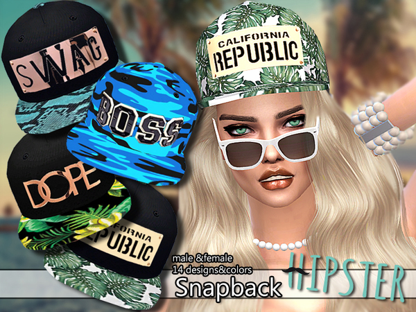 Sims 4 PZC Hipster Collection Snapback 01 by Pinkzombiecupcakes at TSR