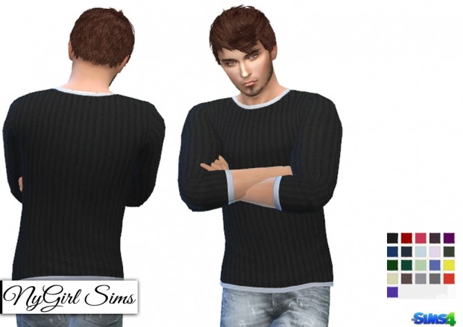 Sims 4 Ribbed Sweater with White Undershirt at NyGirl Sims