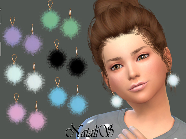 Sims 4 Child Fur ball earrings by NataliS at TSR