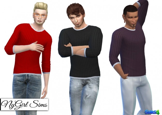 Ribbed Sweater with White Undershirt at NyGirl Sims » Sims 4 Updates