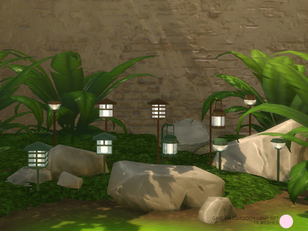 Sims 4 Garden Outdoor Lamp Set by DOT at TSR