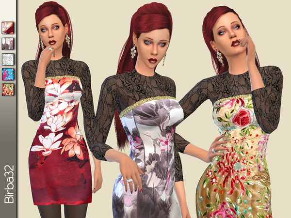 Sims 4 China Silk Dress by Birba32 at TSR