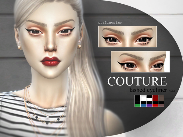 Sims 4 COUTURE Lashed Eyeliner N22 by Pralinesims at TSR