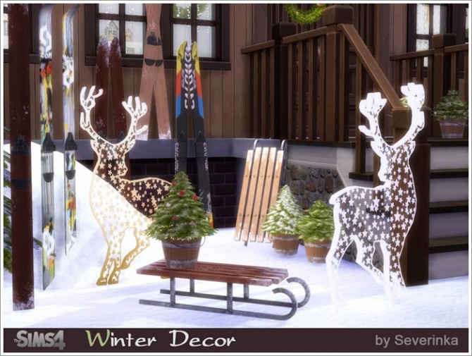 Sims 4 Winter outdoor decor set at Sims by Severinka