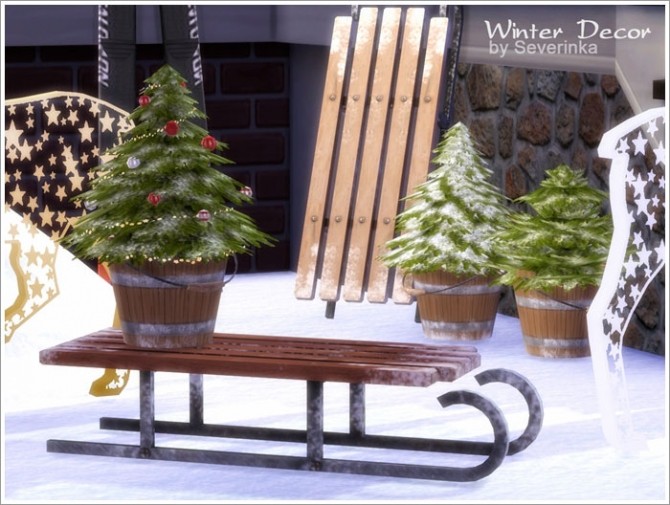 Sims 4 Winter outdoor decor set at Sims by Severinka