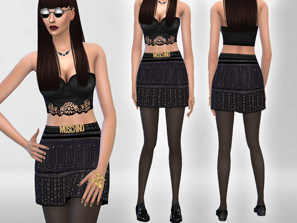 Sims 4 Embellished Fall Skirt Set by Pinkzombiecupcakes at TSR