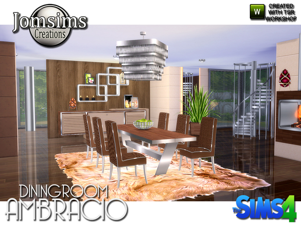 Sims 4 Ambracio dining room by jomsims at TSR