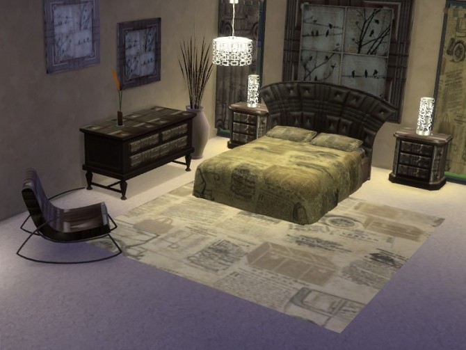 Sims 4 Brown leather bedroom set at Trudie55