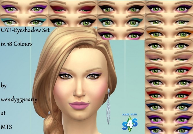 Sims 4 CAT Eyeshadow Set 18 Colours by wendy35pearly at Mod The Sims