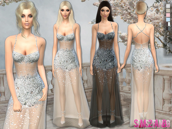 Sims 4 Transparent Crystal Dress by sims2fanbg at TSR