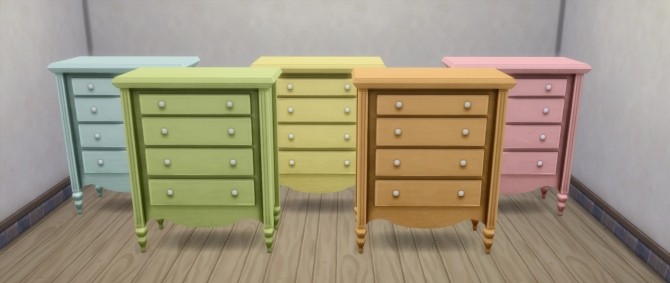 Sims 4 Restored Weathered Wonder Dresser in YUMMY by siletka at Mod The Sims