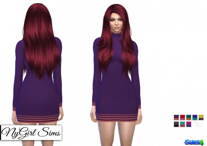 Sims 4 Color Block Lined Ribbed Turtleneck Dress at NyGirl Sims