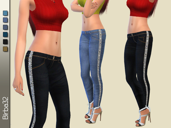 Sims 4 Sparkles skinny jeans by Birba32 at TSR