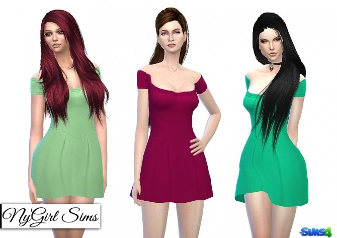 Sims 4 Off Shoulder Skater Dress at NyGirl Sims