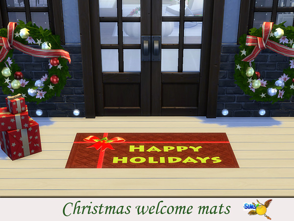 Sims 4 Christmas welcome mat by Evi at TSR
