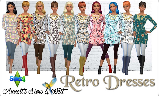 Sims 4 Retro Dresses at Annett’s Sims 4 Welt