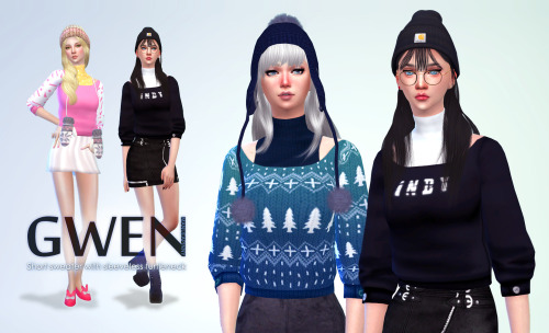 Sims 4 Gwen Short sweater with sleeveless turtleneck at manuea Pinny