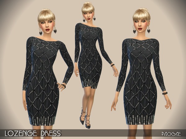 Sims 4 Lozenge Dress by Paogae at TSR