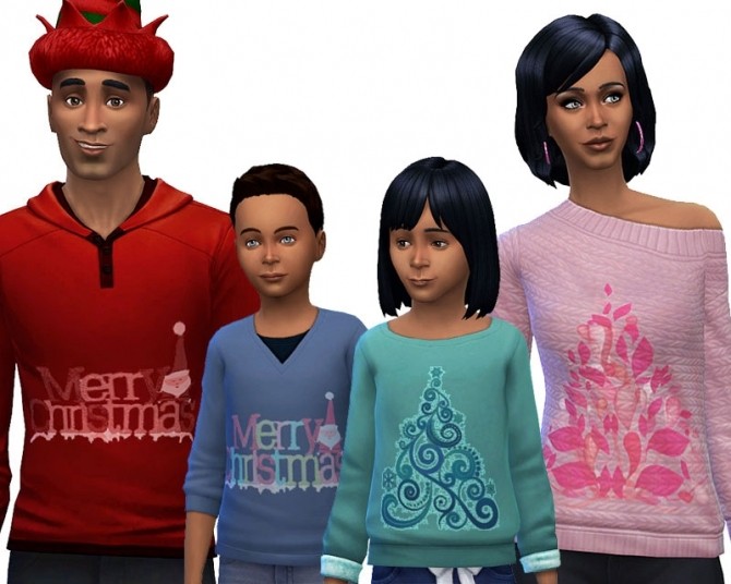Sims 4 Merry Christmas sweaters by Poupouss at Sims Artists
