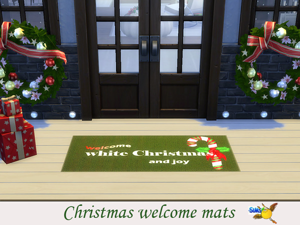 Sims 4 Christmas welcome mat by Evi at TSR