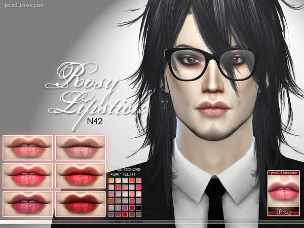 Sims 4 Rosy Lipstick (+Gap Teeth)  N42 by Pralinesims at TSR
