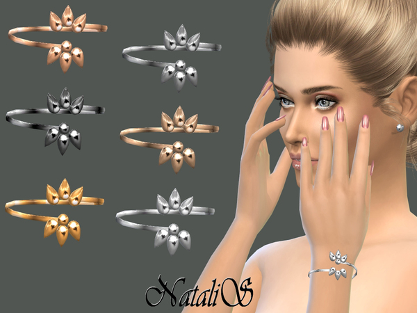 Sims 4 Triple spikes open bracelet by NataliS at TSR