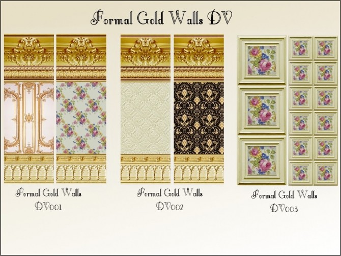 Sims 4 Gold Formal Walls And Floors by Christine11778 at Mod The Sims
