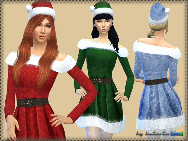 Sims 4 Dress Mrs. Claus by bukovka at TSR