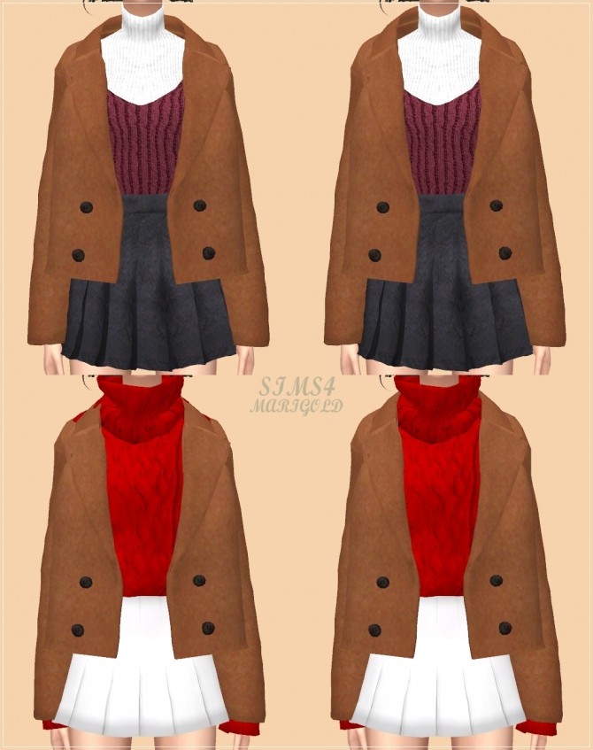 Sims 4 ACC short winter coat at Marigold