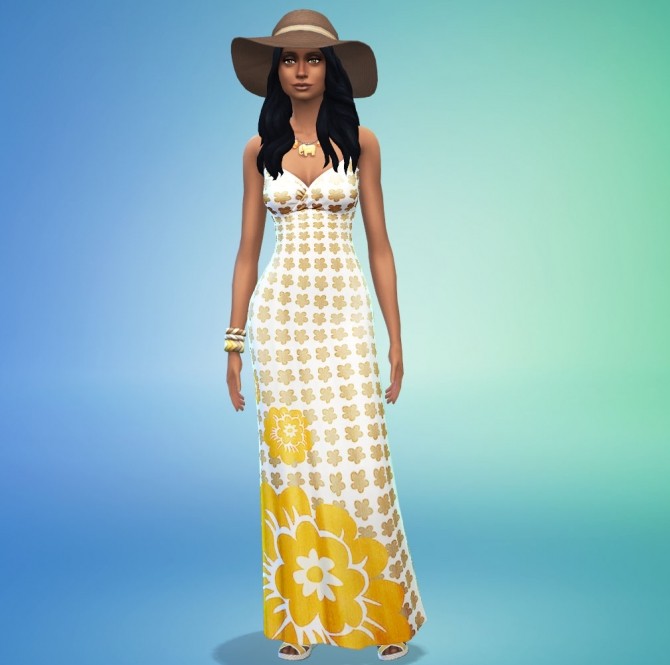 Sims 4 Flowery Maxi Dress by ladybubblegum at Mod The Sims