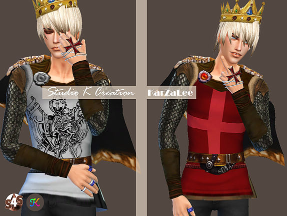 Sims 4 Medieval edge Black Knight male top at Studio K Creation