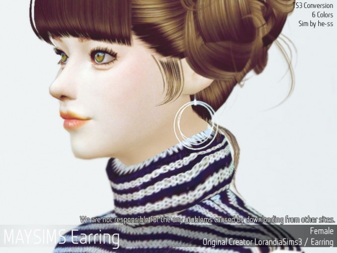 Sims 4 Earrings (Lorandia Sims 3) at May Sims
