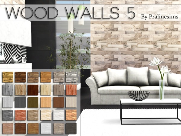 Sims 4 Wood Walls 5 by Pralinesims at TSR