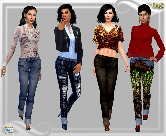 Sims 4 Boyfriend cuff jeans at Dreaming 4 Sims